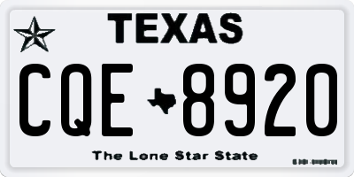 TX license plate CQE8920
