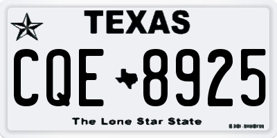 TX license plate CQE8925