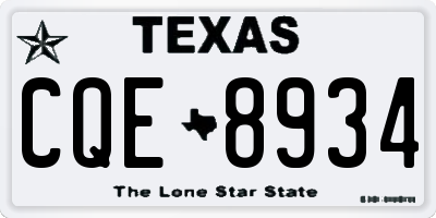 TX license plate CQE8934