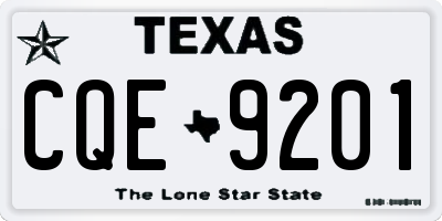 TX license plate CQE9201