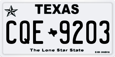 TX license plate CQE9203