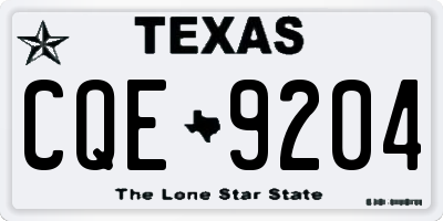 TX license plate CQE9204