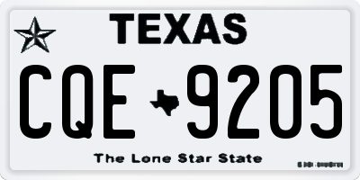 TX license plate CQE9205