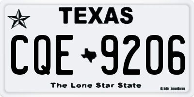 TX license plate CQE9206