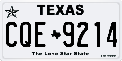 TX license plate CQE9214