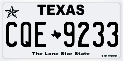 TX license plate CQE9233