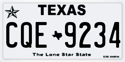 TX license plate CQE9234