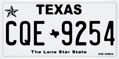TX license plate CQE9254