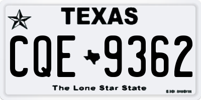 TX license plate CQE9362