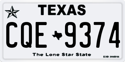 TX license plate CQE9374