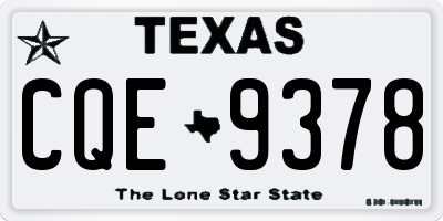 TX license plate CQE9378
