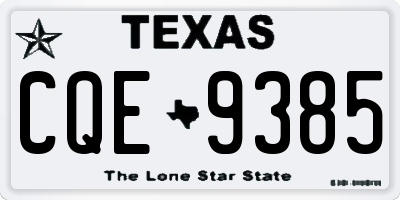 TX license plate CQE9385