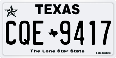 TX license plate CQE9417