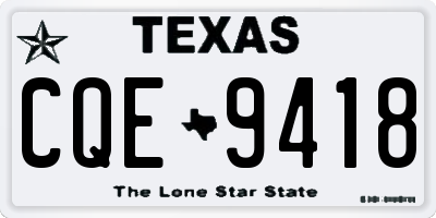 TX license plate CQE9418