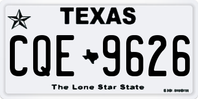 TX license plate CQE9626
