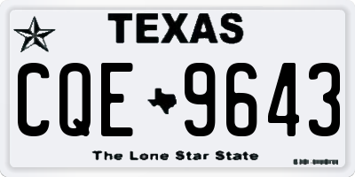 TX license plate CQE9643