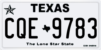 TX license plate CQE9783