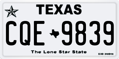 TX license plate CQE9839