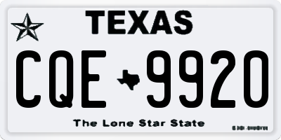 TX license plate CQE9920