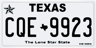 TX license plate CQE9923