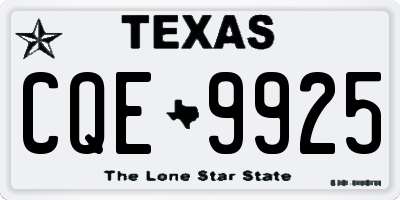 TX license plate CQE9925