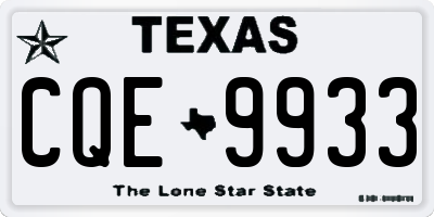 TX license plate CQE9933