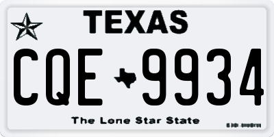 TX license plate CQE9934