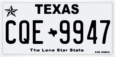 TX license plate CQE9947