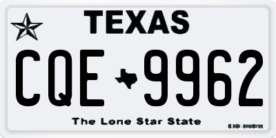 TX license plate CQE9962