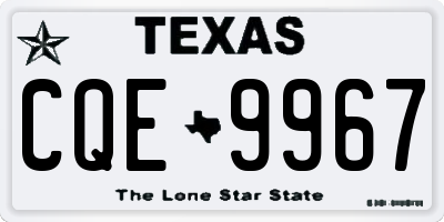 TX license plate CQE9967