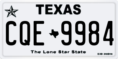 TX license plate CQE9984