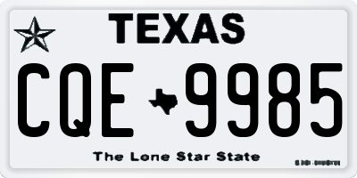 TX license plate CQE9985