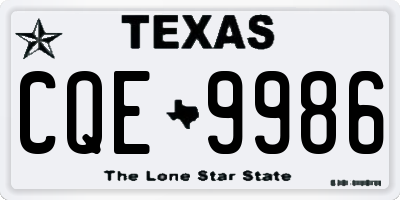 TX license plate CQE9986