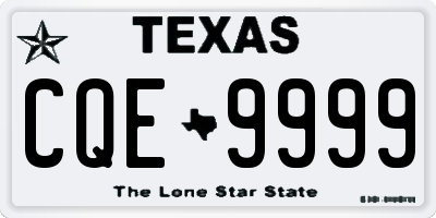 TX license plate CQE9999