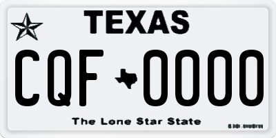 TX license plate CQF0000