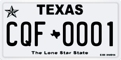 TX license plate CQF0001