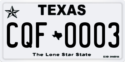 TX license plate CQF0003