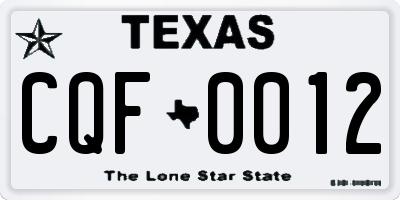 TX license plate CQF0012
