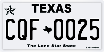 TX license plate CQF0025