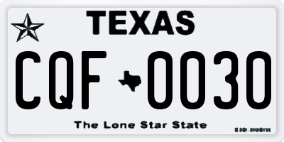 TX license plate CQF0030