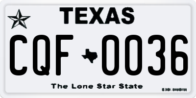 TX license plate CQF0036