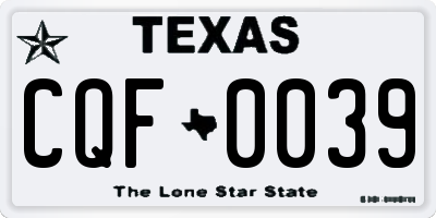 TX license plate CQF0039