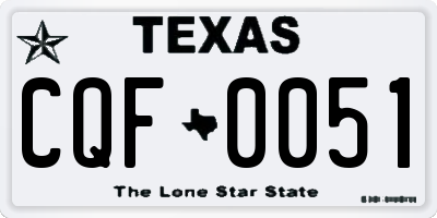 TX license plate CQF0051