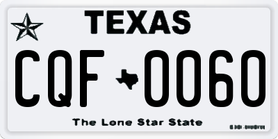 TX license plate CQF0060