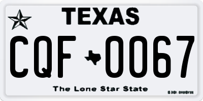 TX license plate CQF0067
