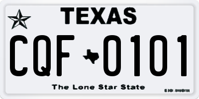 TX license plate CQF0101