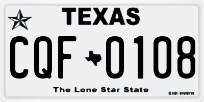 TX license plate CQF0108
