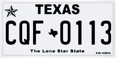 TX license plate CQF0113