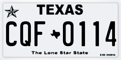 TX license plate CQF0114