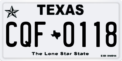 TX license plate CQF0118